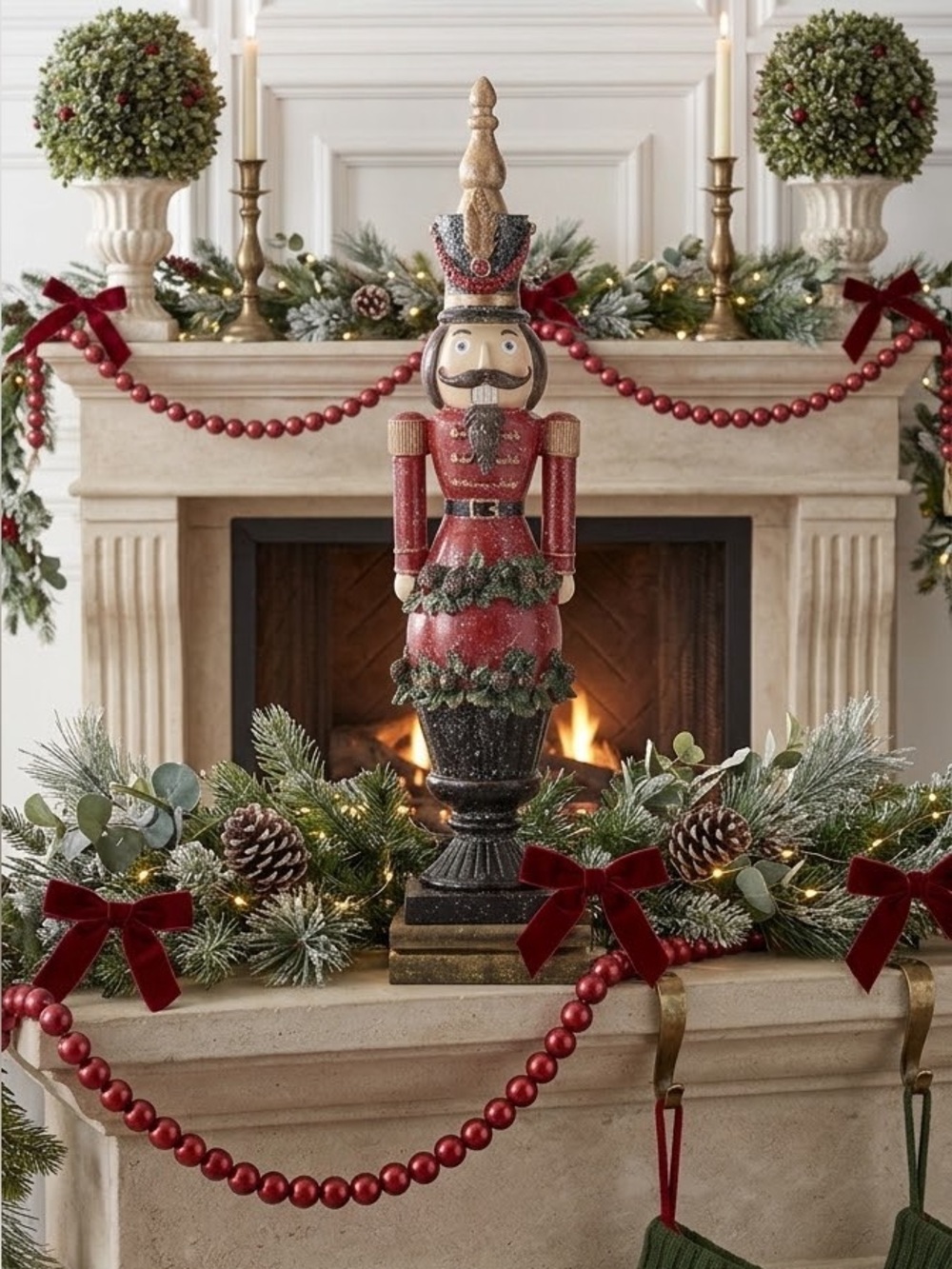 19” RESIN GLITTERED NUTCRACKERS ON BLACK PEDESTAL
